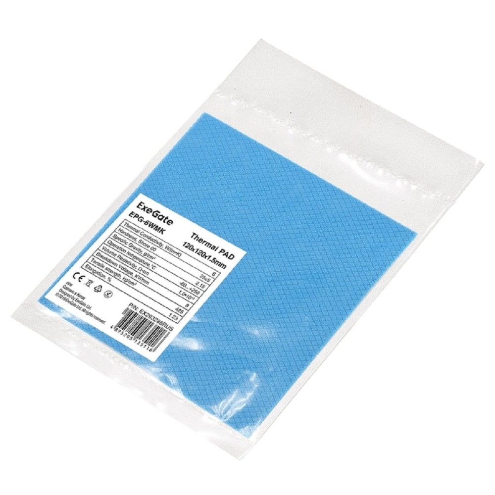 Exegate EX293286RUS Термопрокладка ExeGate EPG-6WMK (120x120x1.5 mm, 6 Вт/ (м•К))