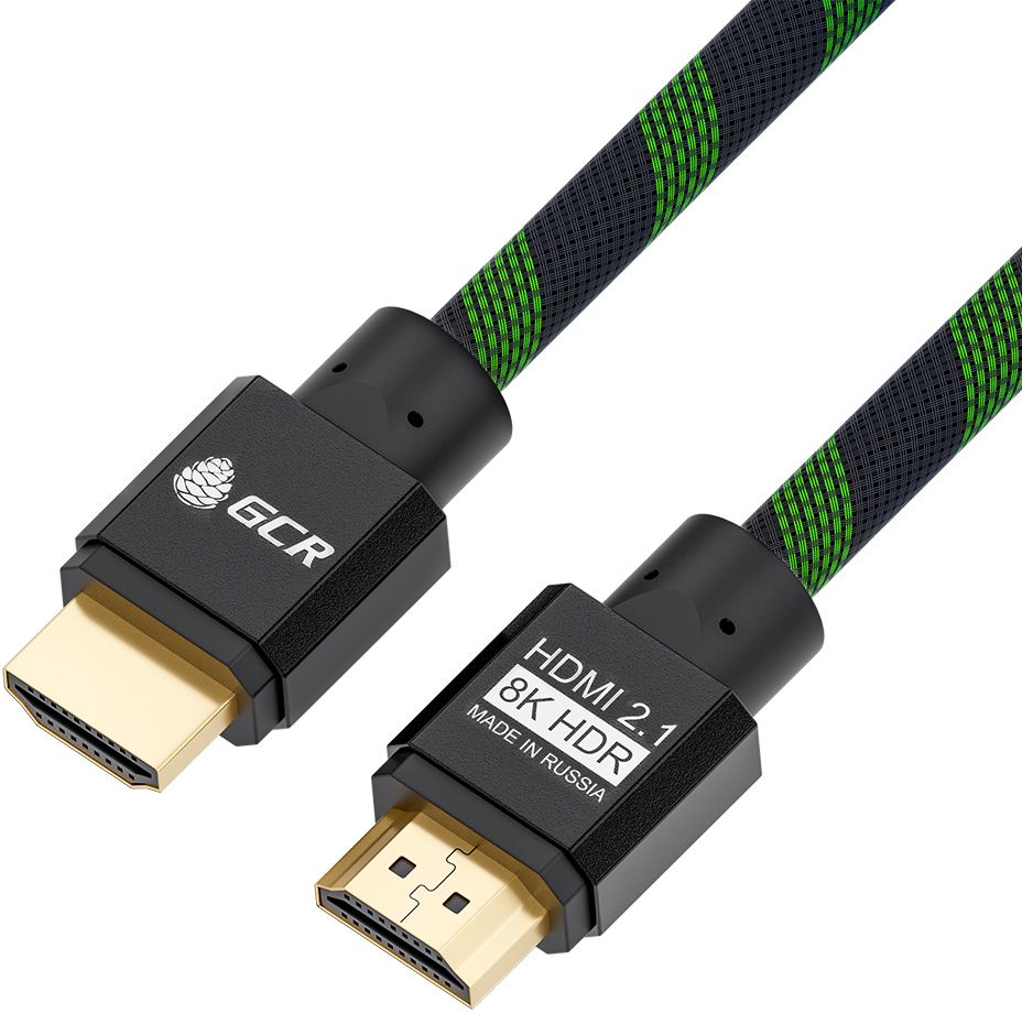 GCR PRO Кабель PROF 2.0m HDMI 2.1, BICOLOR в оплетке нейлон, Ultra HD 8K 60Hz, 4K 144Hz, 48.0 Гбит/с, медь, ферритовые фильтры, 3X экран