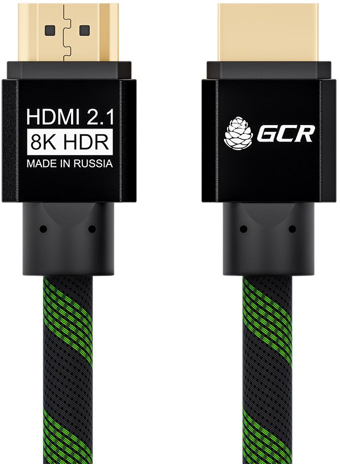 GCR PRO Кабель PROF 2.0m HDMI 2.1, BICOLOR в оплетке нейлон, Ultra HD 8K 60Hz, 4K 144Hz, 48.0 Гбит/с, медь, ферритовые фильтры, 3X экран