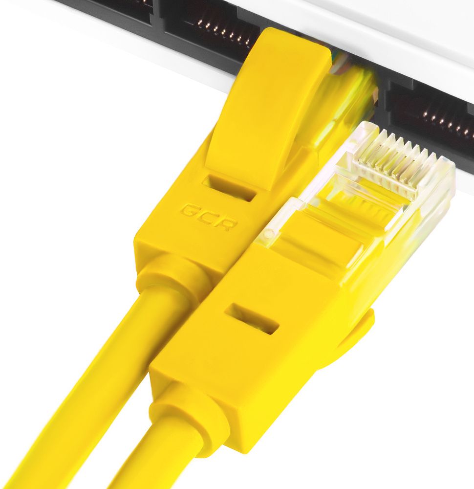 GCR Патч-корд прямой 7.5m UTP кат.5e, желтый, 24 AWG, литой, ethernet high speed 1 Гбит/с, RJ45, T568B