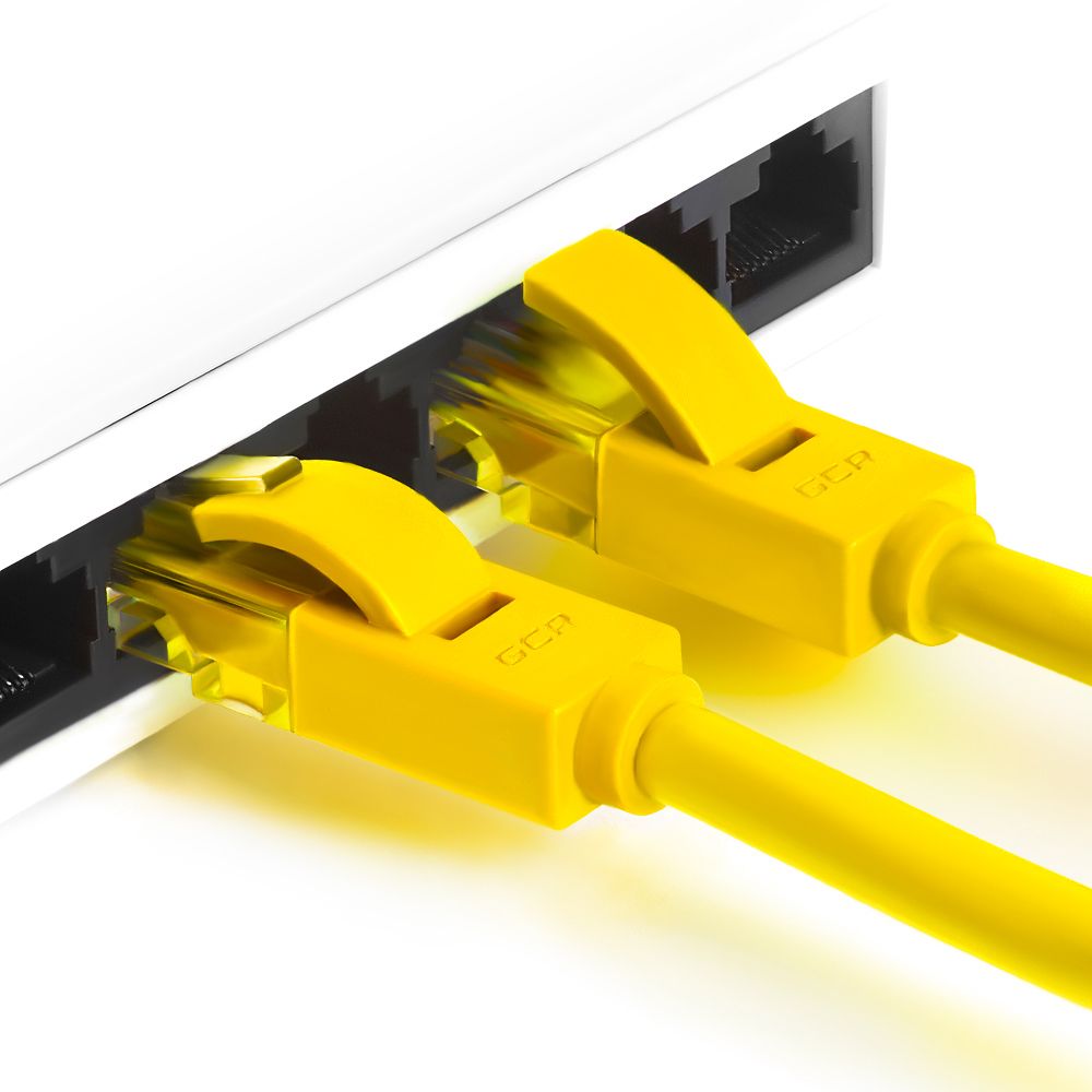 GCR Патч-корд прямой 7.5m UTP кат.5e, желтый, 24 AWG, литой, ethernet high speed 1 Гбит/с, RJ45, T568B