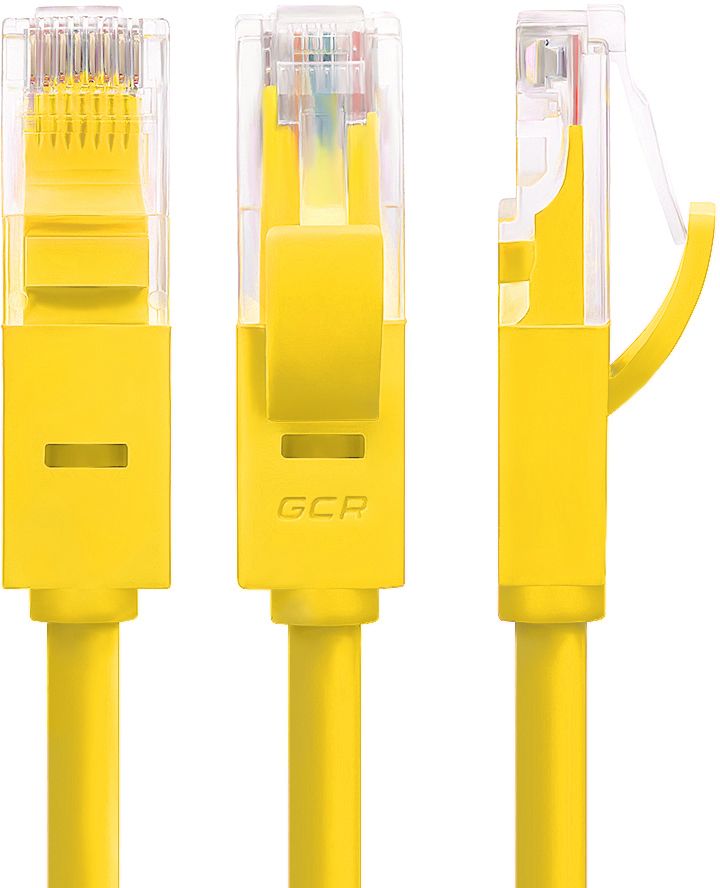 GCR Патч-корд прямой 7.5m UTP кат.5e, желтый, 24 AWG, литой, ethernet high speed 1 Гбит/с, RJ45, T568B