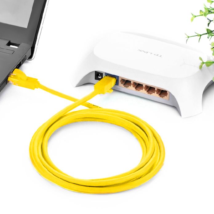 GCR Патч-корд прямой 7.5m UTP кат.5e, желтый, 24 AWG, литой, ethernet high speed 1 Гбит/с, RJ45, T568B