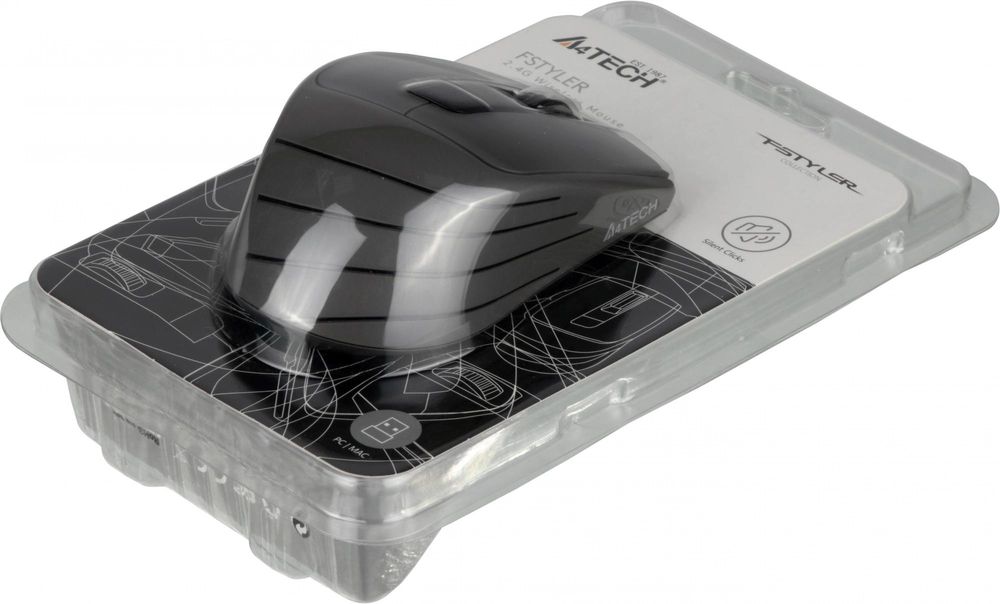 Мышь A4Tech Fstyler FG30S серый оптическая 2000dpi silent беспров. USB 6but (FG30S GREY)