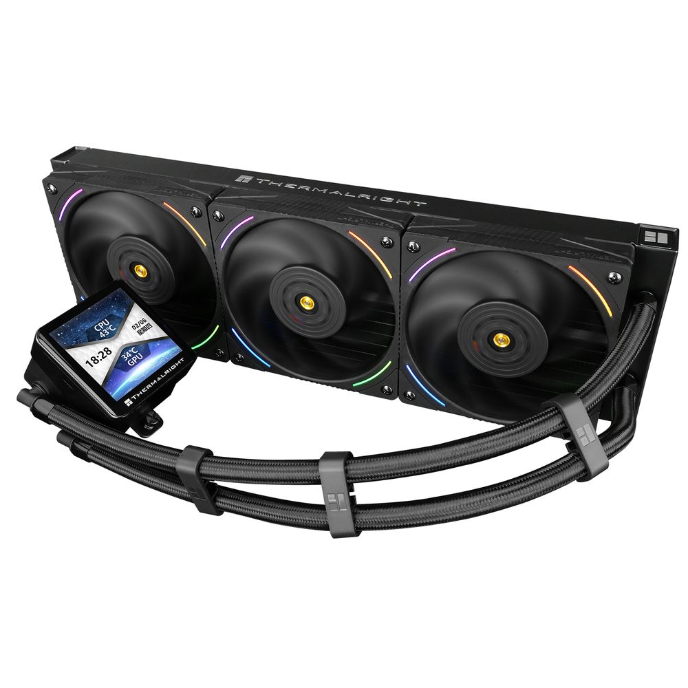 Система жидкостного охлаждения/ Water Cooling System Thermalright Frozen Vision 360 V2 (360mm, LED, Black, ARGB/ Fans: 3x120mm, 69CFM, 27dBA, 2150RPM/ Pump height 60mm, 23dBA, 3000RPM, Rad thickness 27mm/ S: 1700, 1200, 1851, 115X, 2011, 2066, AM5, AM4)