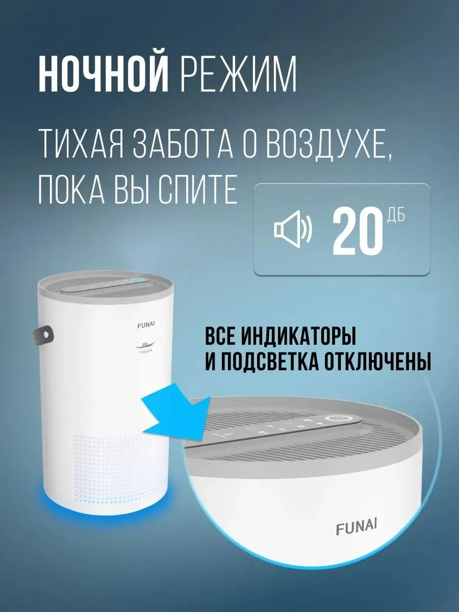 Воздухоочиститель Funai YAKATA Hap-Y300S01W 48Вт белый/серый