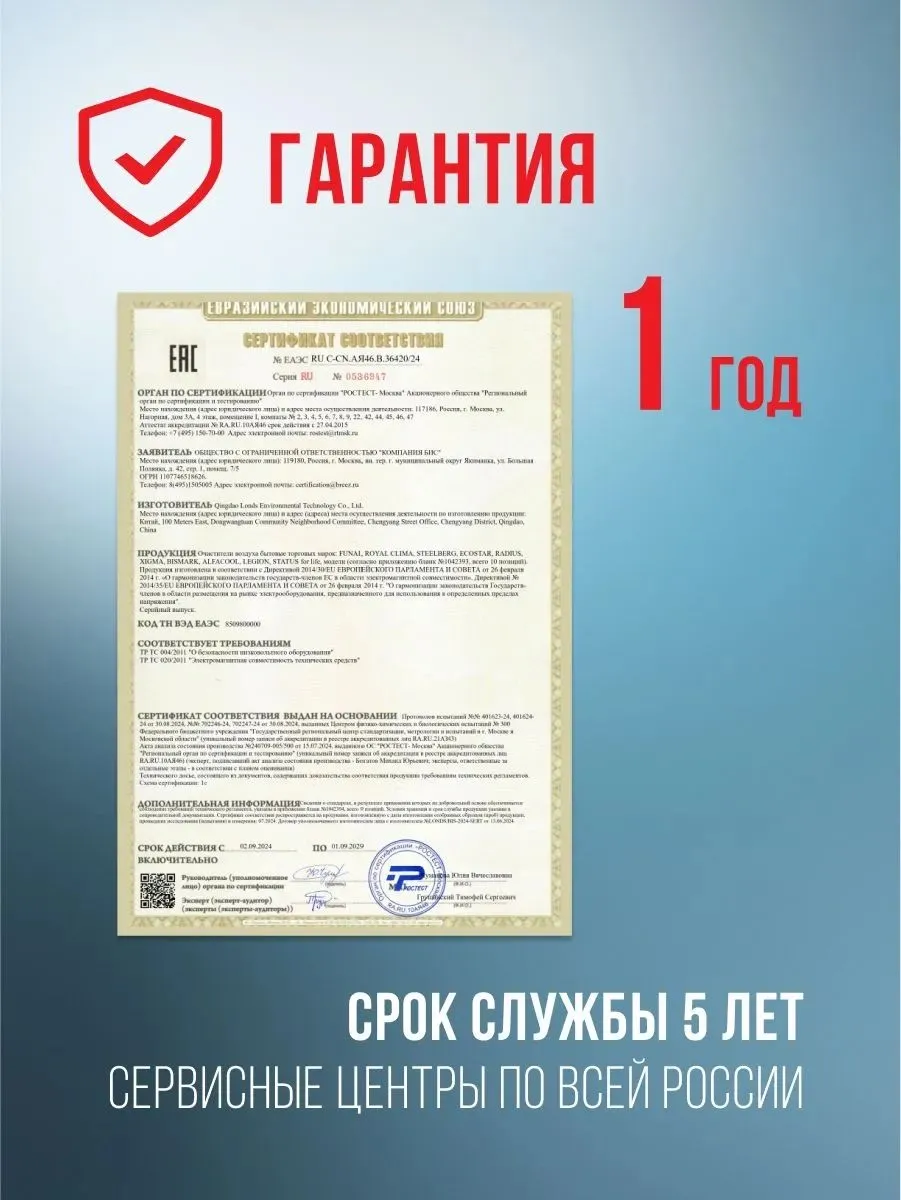 Воздухоочиститель Funai YAKATA Hap-Y300S01W 48Вт белый/серый