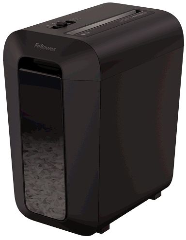 Шредер Fellowes PowerShred LX65 черный (секр.P-4) фрагменты 10лист. 22лтр. скрепки скобы пл.карты