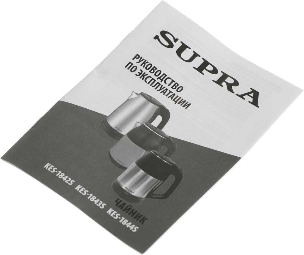 Чайник электрический Supra KES-1843S 1.8л. 1500Вт черный/белый корпус: металл