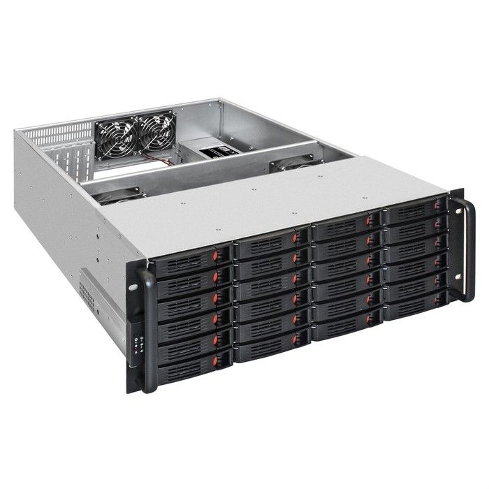 Exegate EX292424RUS Серверная платформа ExeGate Pro 4U660-HS24 <RM 19", высота 4U, глубина 660, Redundant БП 2x550W, 24xHotSwap, USB>