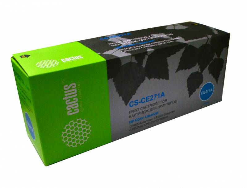 Картридж лазерный Cactus CS-CE271A CE271A голубой (15000стр.) для HP LJ Ent CP5525 с чипом