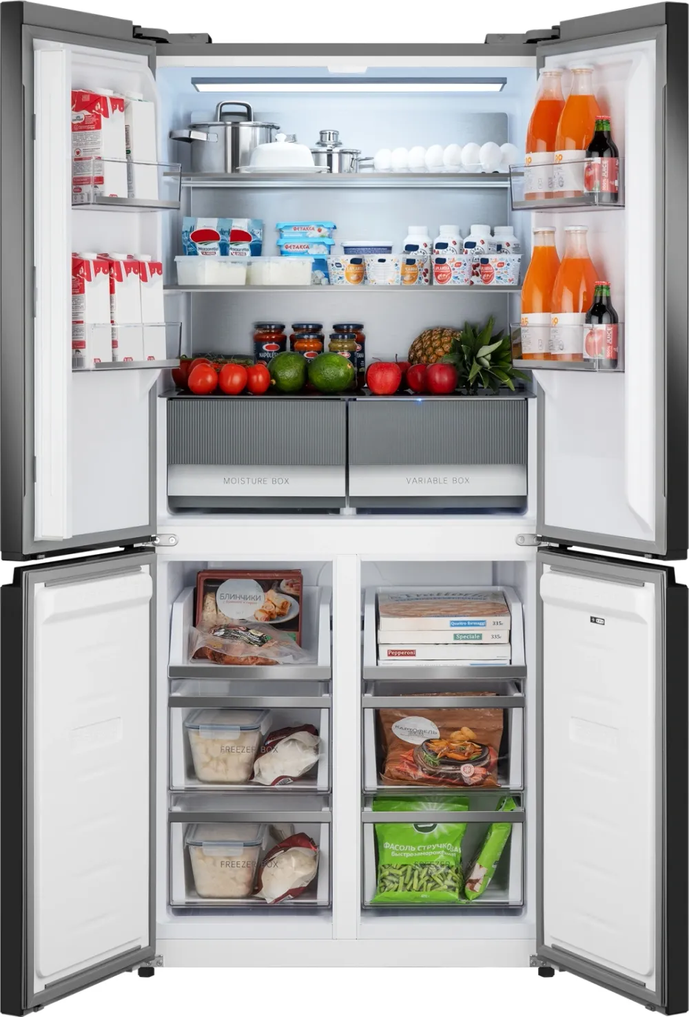 Холодильник Weissgauff WCD 450 Bru Steel Glass NoFrost Inverter 3-хкамерн. сталь инвертер
