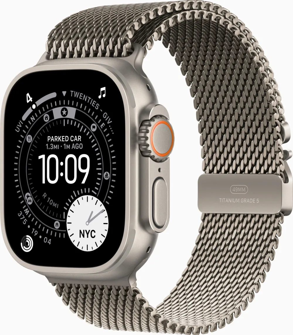 Смарт-часы Apple Watch Ultra 3 2025 A3281 49мм OLED корп.черный титан Milanese Loop рем.черный титан разм.брасл.:M (MEWY4ZP/A)