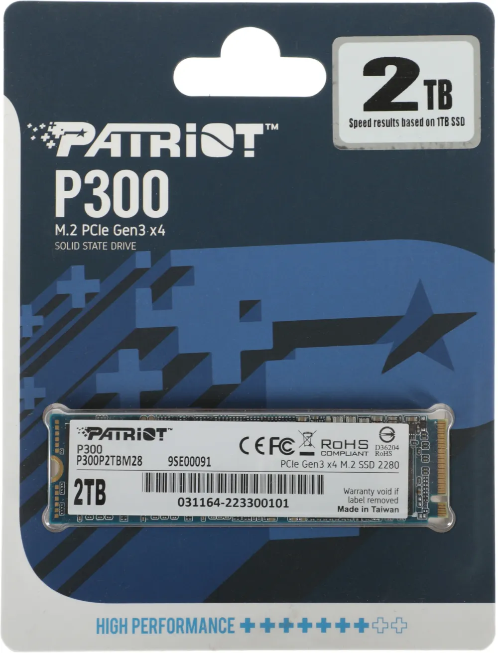 Твердотельный накопитель Patriot SSD P300 2TB M.2 2280 NVMe PCIe 3.0 x4 R2100/W1650 TBW 960TB 3D NAND