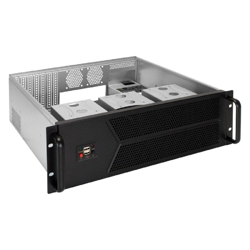 Exegate EX298404RUS Серверный корпус ExeGate Pro 3U450-12 <RM 19", высота 3U, глубина 450, БП 1U-1000ADS, 2*USB>