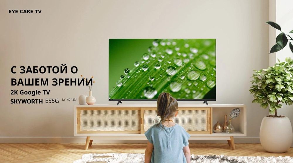 Телевизор LED Skyworth 40" 40E55G Google TV Frameless черный FULL HD 60Hz DVB-T DVB-T2 DVB-C DVB-S DVB-S2 USB WiFi Smart TV