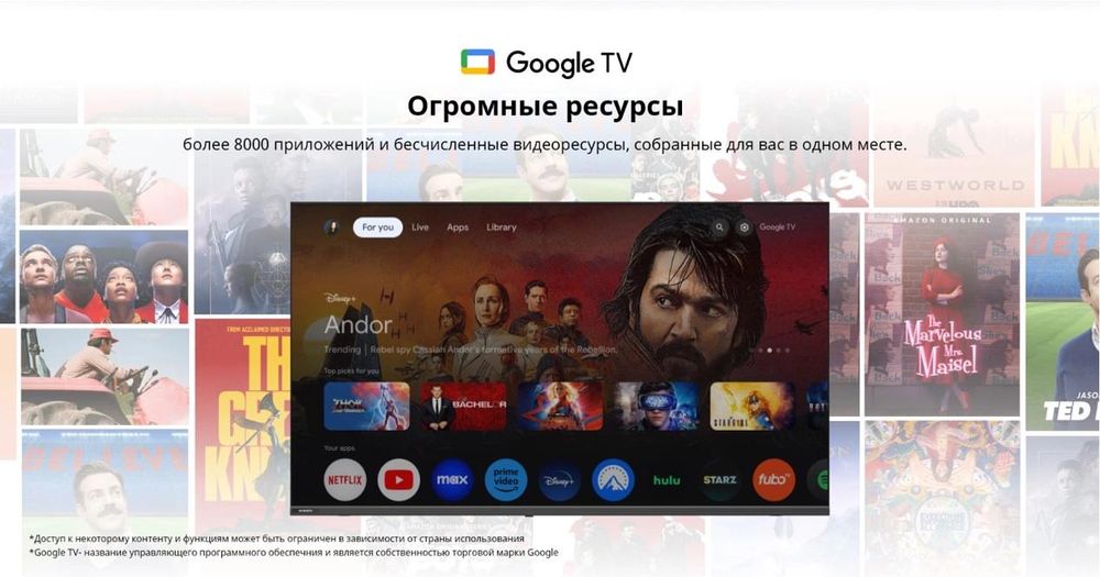 Телевизор LED Skyworth 40" 40E55G Google TV Frameless черный FULL HD 60Hz DVB-T DVB-T2 DVB-C DVB-S DVB-S2 USB WiFi Smart TV