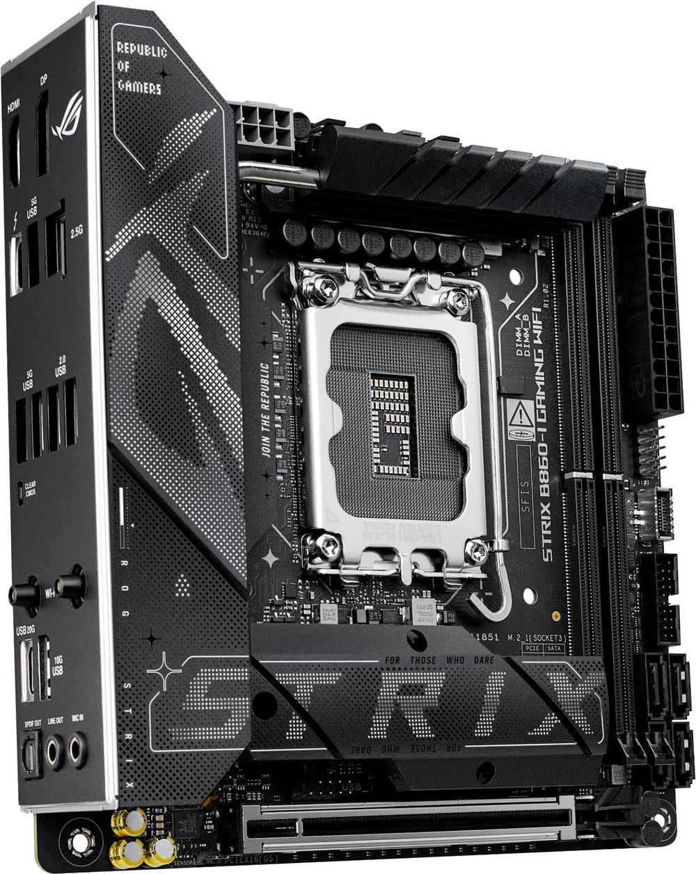 Материнская плата Asus ROG STRIX B860-I GAMING WIFI Soc-1851 Intel B860 2xDDR5 mini-ITX AC`97 8ch(7.1) 2.5Gg RAID+HDMI+DP