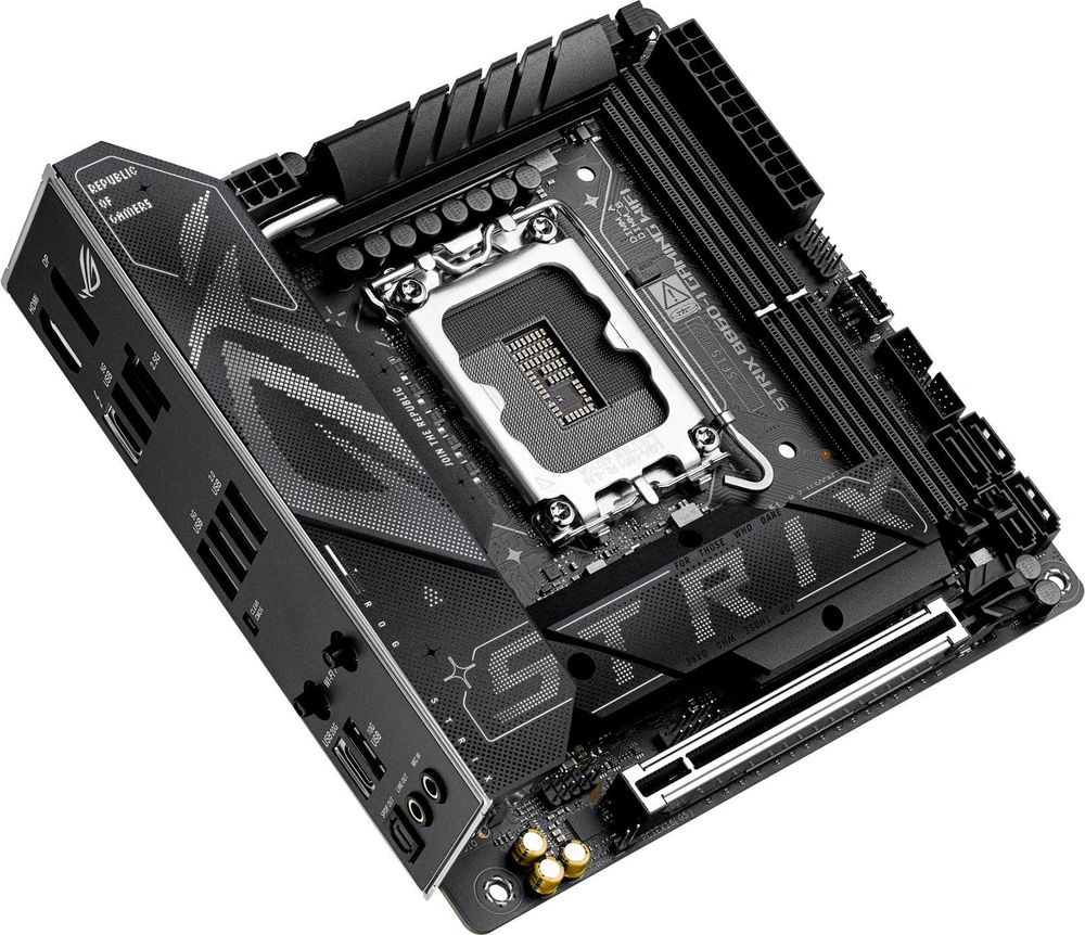 Материнская плата Asus ROG STRIX B860-I GAMING WIFI Soc-1851 Intel B860 2xDDR5 mini-ITX AC`97 8ch(7.1) 2.5Gg RAID+HDMI+DP