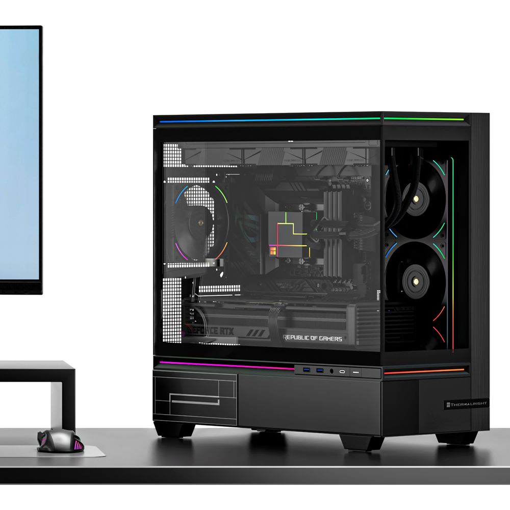 Корпус без блока питания/ Case Thermalright M10, Mini-Tower, TG, ARGB, no fans, 2xUSB-A 3.0, 1xUSB Type-C, mATX, mITX Black