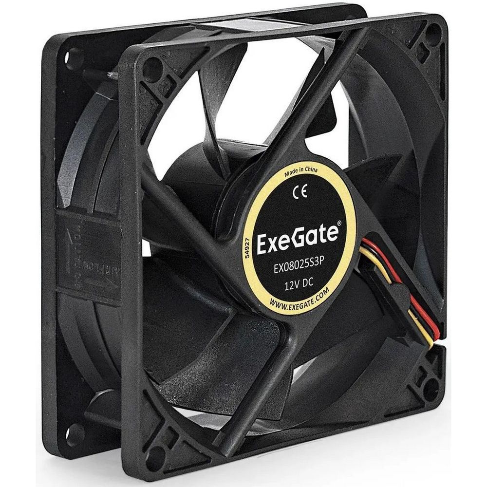 Вентилятор 12В DC ExeGate EX08025S3P (80x80x25 мм, Sleeve bearing (подшипник скольжения), 3pin, 2200RPM, 22.5dBA)