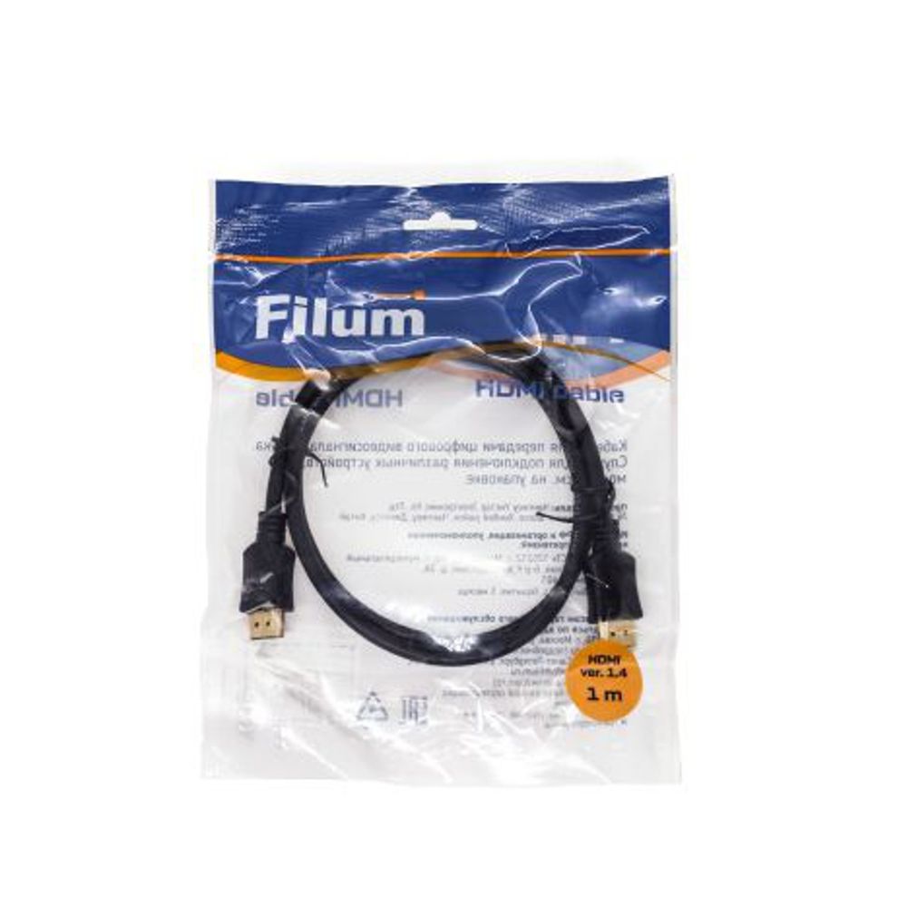 Filum Кабель HDMI 1 м., ver.1.4b, CCS, черный, разъемы: HDMI A male-HDMI A male, пакет. [FL-CL-HM-HM-1M] (894131)
