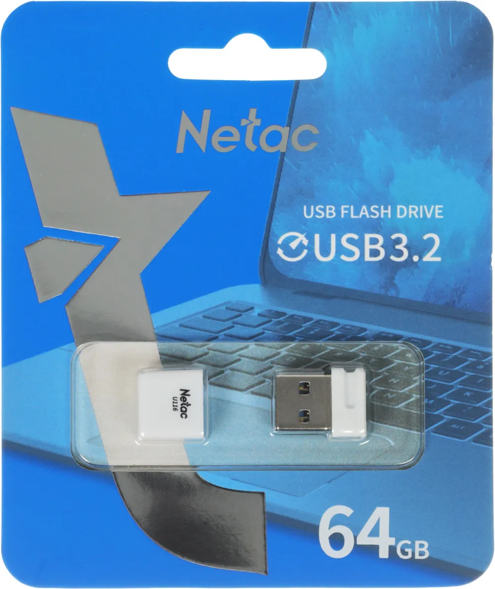 Флеш Диск Netac 64GB U116 NT03U116N-064G-32WH USB3.2 белый