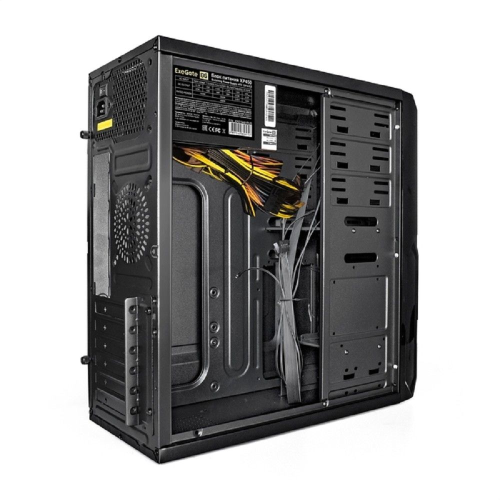 Exegate EX278398RUS Корпус Miditower Exegate XP-329S Black, ATX, <XP450, Black,120mm>, 2*USB, Audio