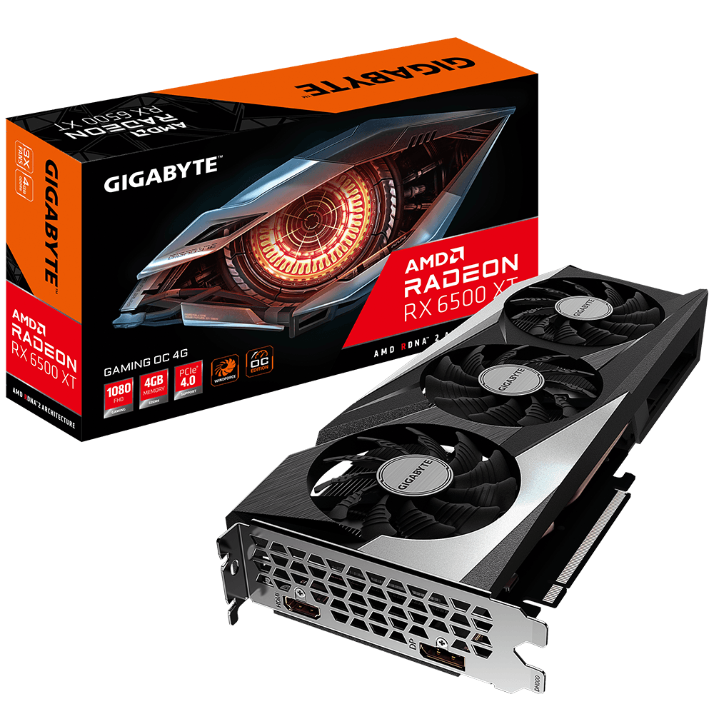 Видеокарта Gigabyte RX6500XT GAMING OC 4GB GDDR6 64bit DP HDMI 3FAN RTL {10} (310561)