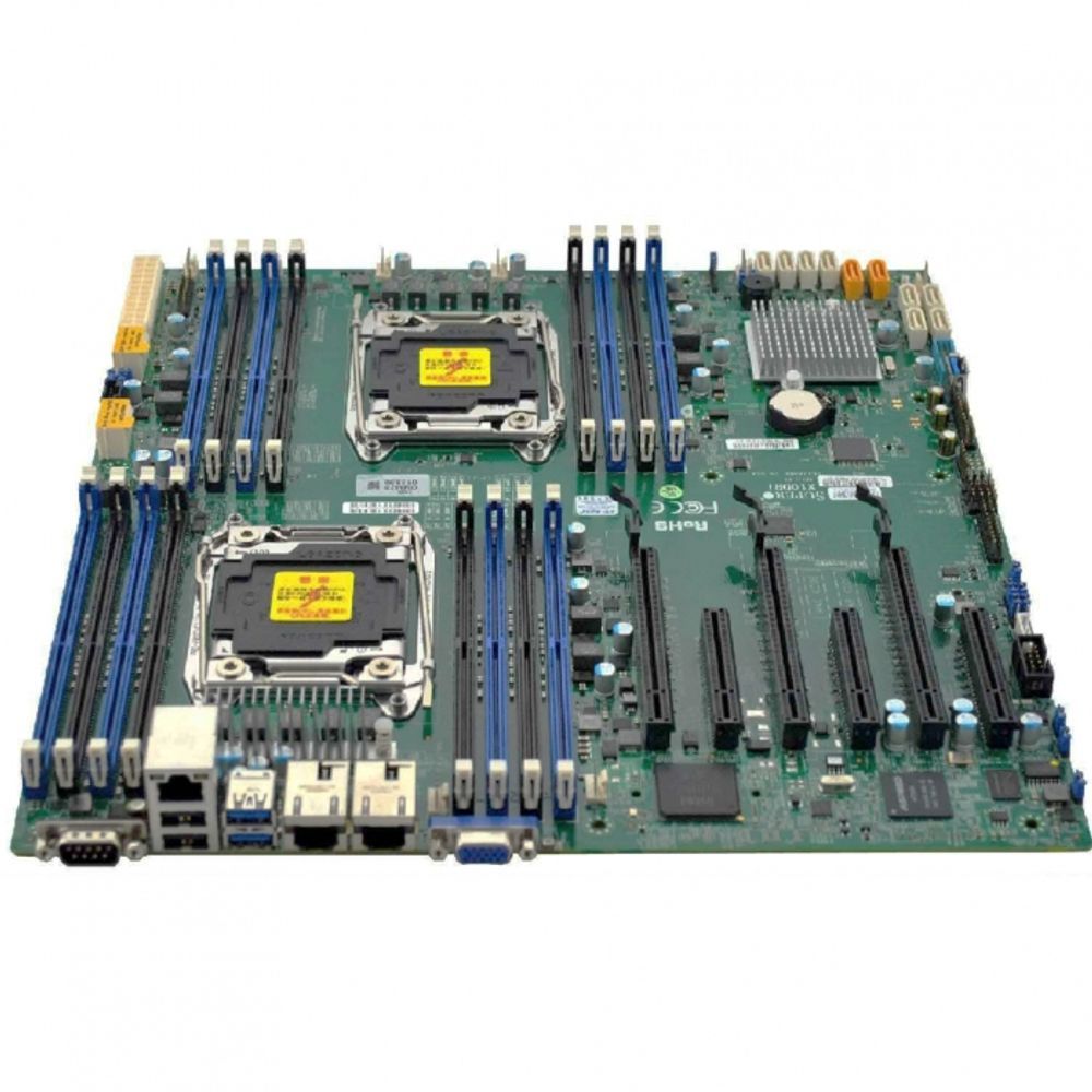 Материнская плата SuperMicro MBD-X10DRI-O, RTL {10} E-ATX LGA 2011 16x 288-pin DDR4 DIMM slots Up to 2TB† ECC 3DS LRDIMM, 1TB ECC RDIMM 10x SATA3 ports 5x USB 3.0 ports 6x USB 2.0 ports 3 PCI-E 3.0 x16 3 PCI-E 3.0 x8
