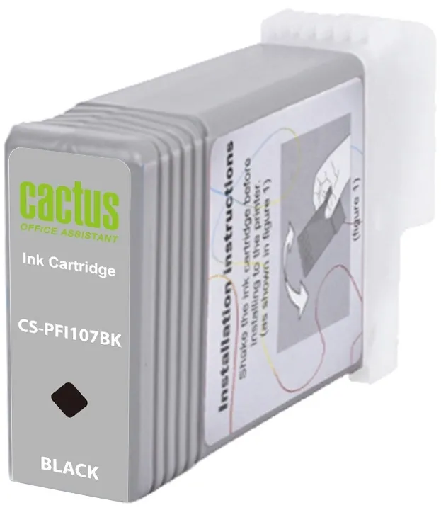 Картридж струйный Cactus CS-PFI107BK PFI-107 BK черный (130мл) для Canon IP iPF670/iPF680/iPF685/iPF770/iPF780/iPF785/ с чипом