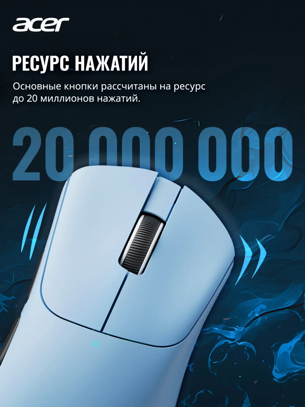 Мышь Acer Nitro OMR505 голубой оптическая 12800dpi беспров. BT/Radio USB 5but (ZL.MCE11.01F)