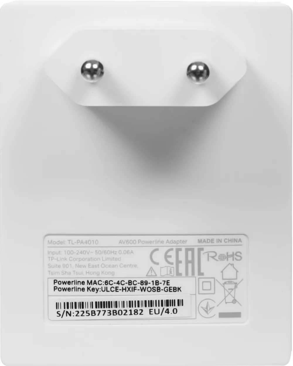 Сетевой адаптер HomePlug AV TP-Link TL-PA4010 KIT AV600 Fast Ethernet