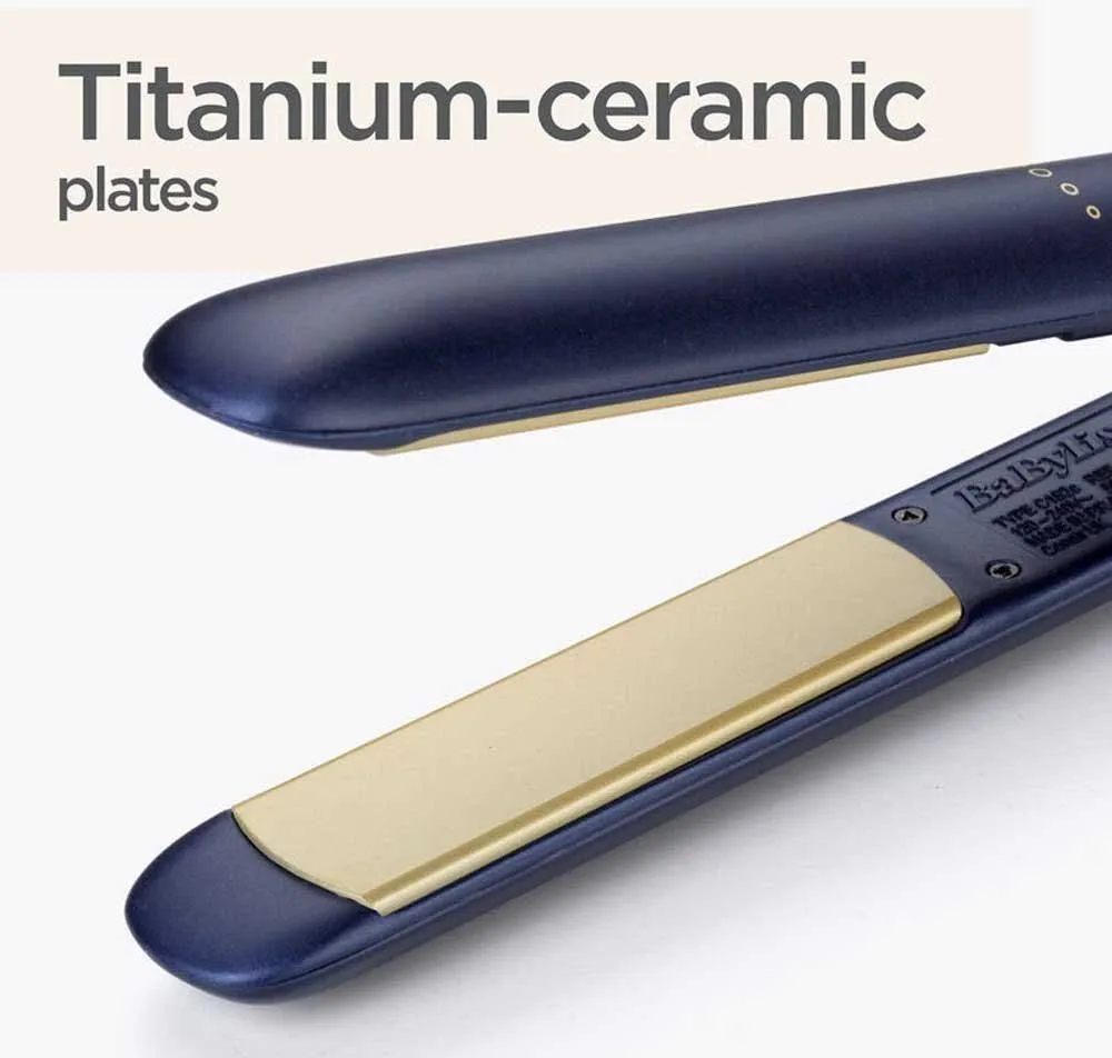 Выпрямитель Babyliss 2516PE синий макс.темп.:230С покрытие:титаново-керам.