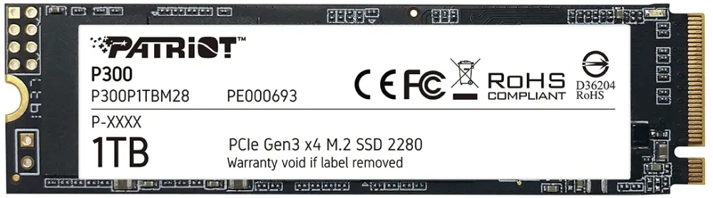 Накопитель SSD Patriot PCIe 3.0 x4 1TB P300P1TBM28 P300 M.2 2280