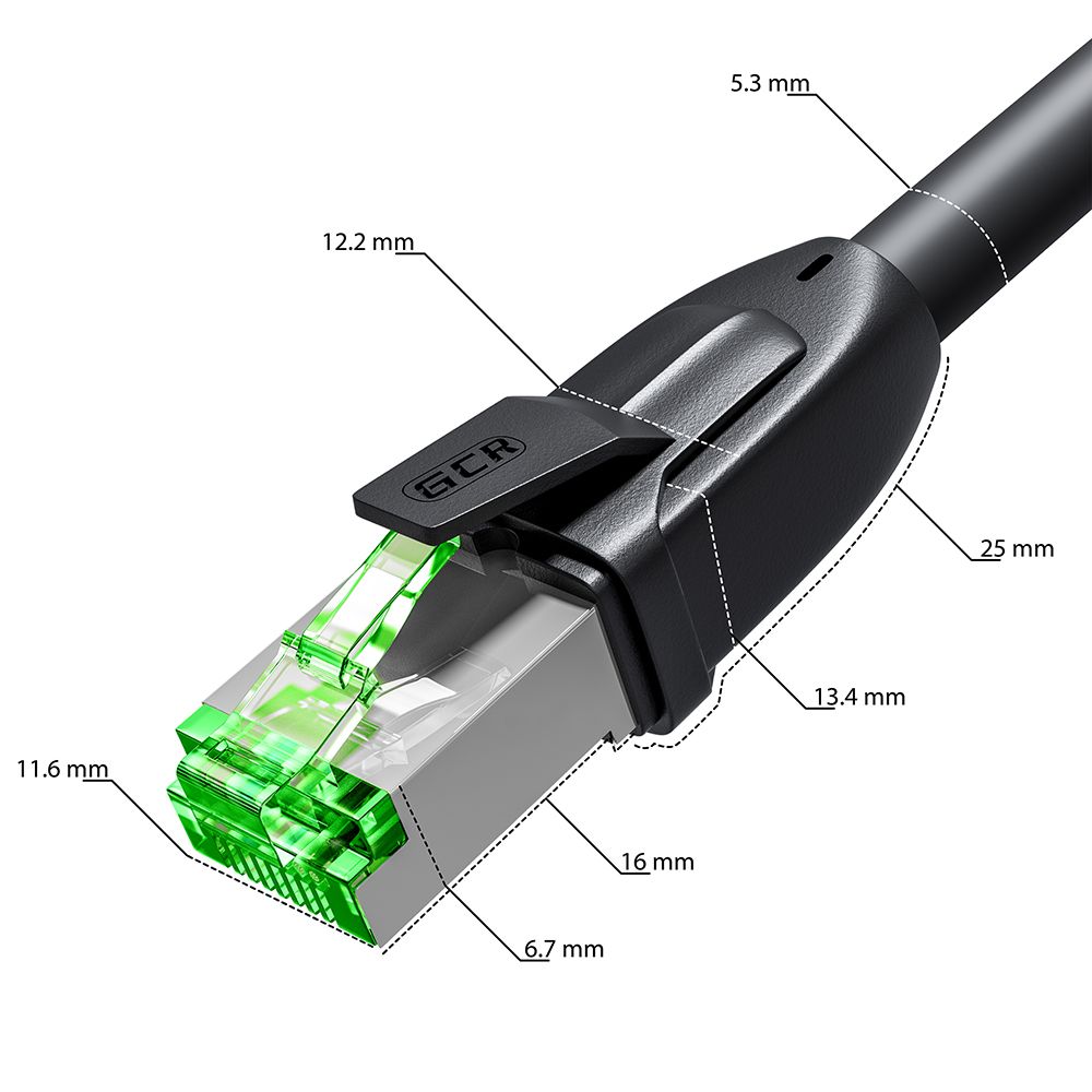 GCR PRO Патч-корд LSZH PROF прямой 40.0m, UTP медь кат.6А, черный, 26 AWG, ethernet high speed 10 Гбит/с, RJ45, T568B