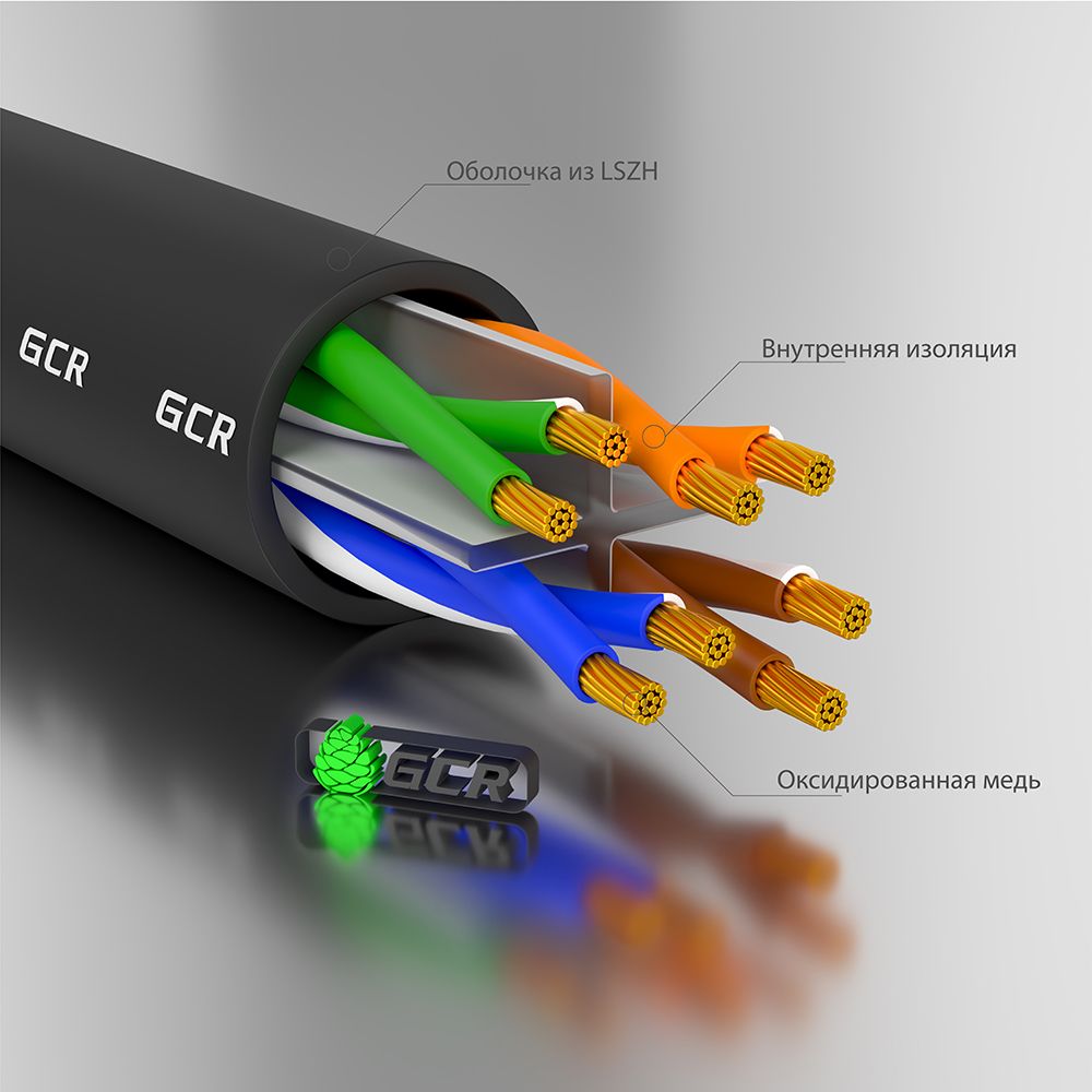 GCR PRO Патч-корд LSZH PROF прямой 40.0m, UTP медь кат.6А, черный, 26 AWG, ethernet high speed 10 Гбит/с, RJ45, T568B