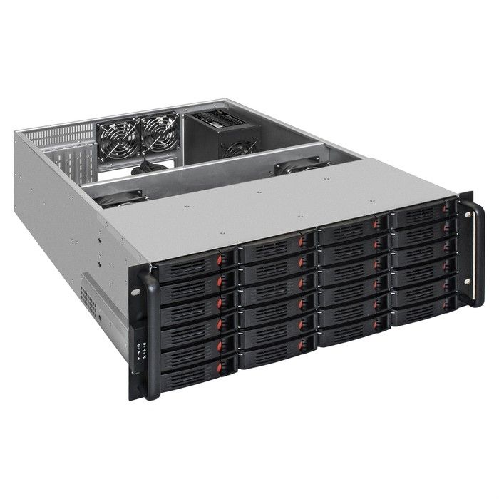 Exegate EX292550RUS Серверный корпус ExeGate Pro 4U660-HS24 <RM 19", высота 4U, глубина 660, БП 500ADS, 24xHotSwap, USB>