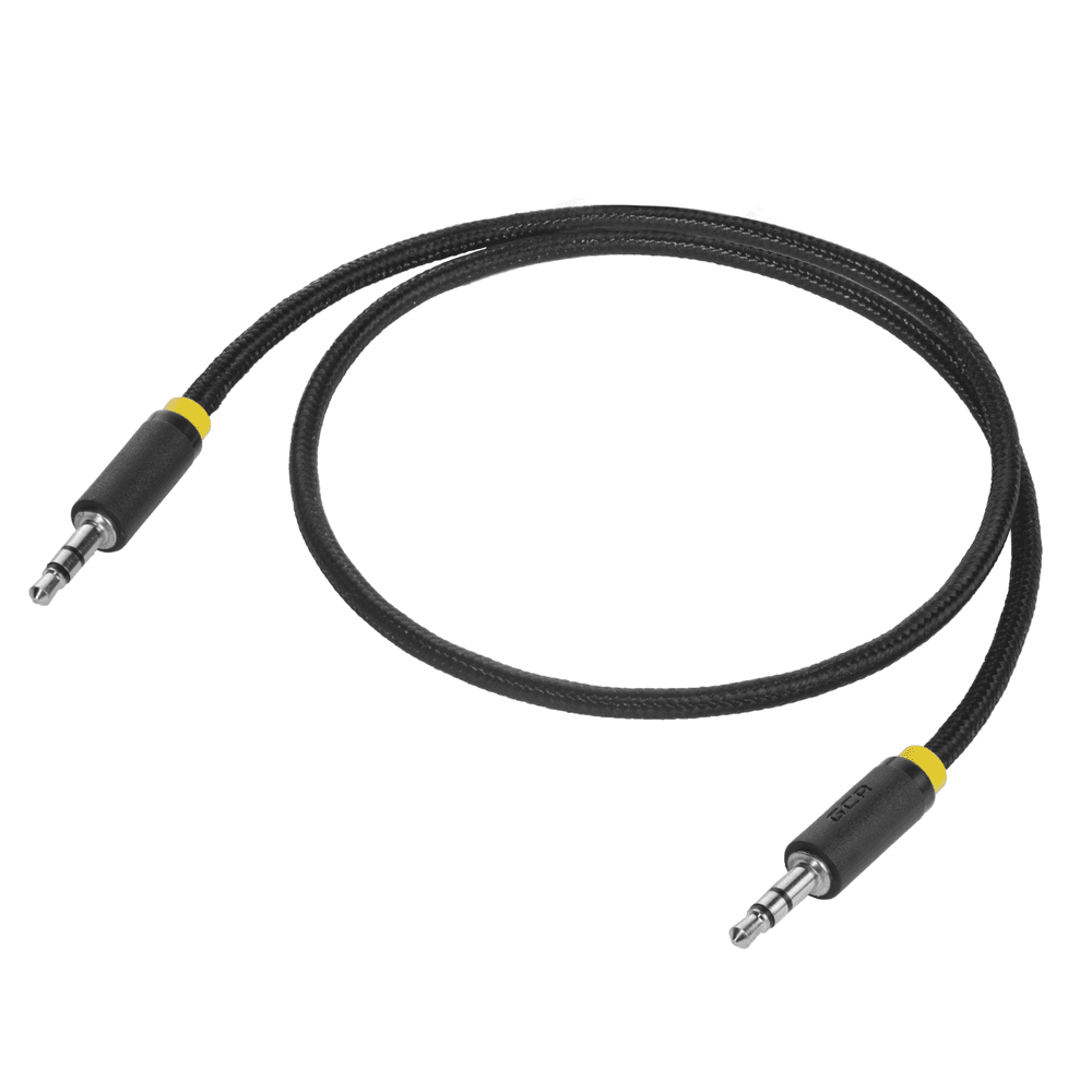 GCR Кабель аудио 0.5m jack 3,5mm/jack 3,5mm, нейлон, черный, желтая окантовка, ультрагибкий, 28 AWG, M/M, Premium GCR-AVC8114-0.5m, экран, стерео