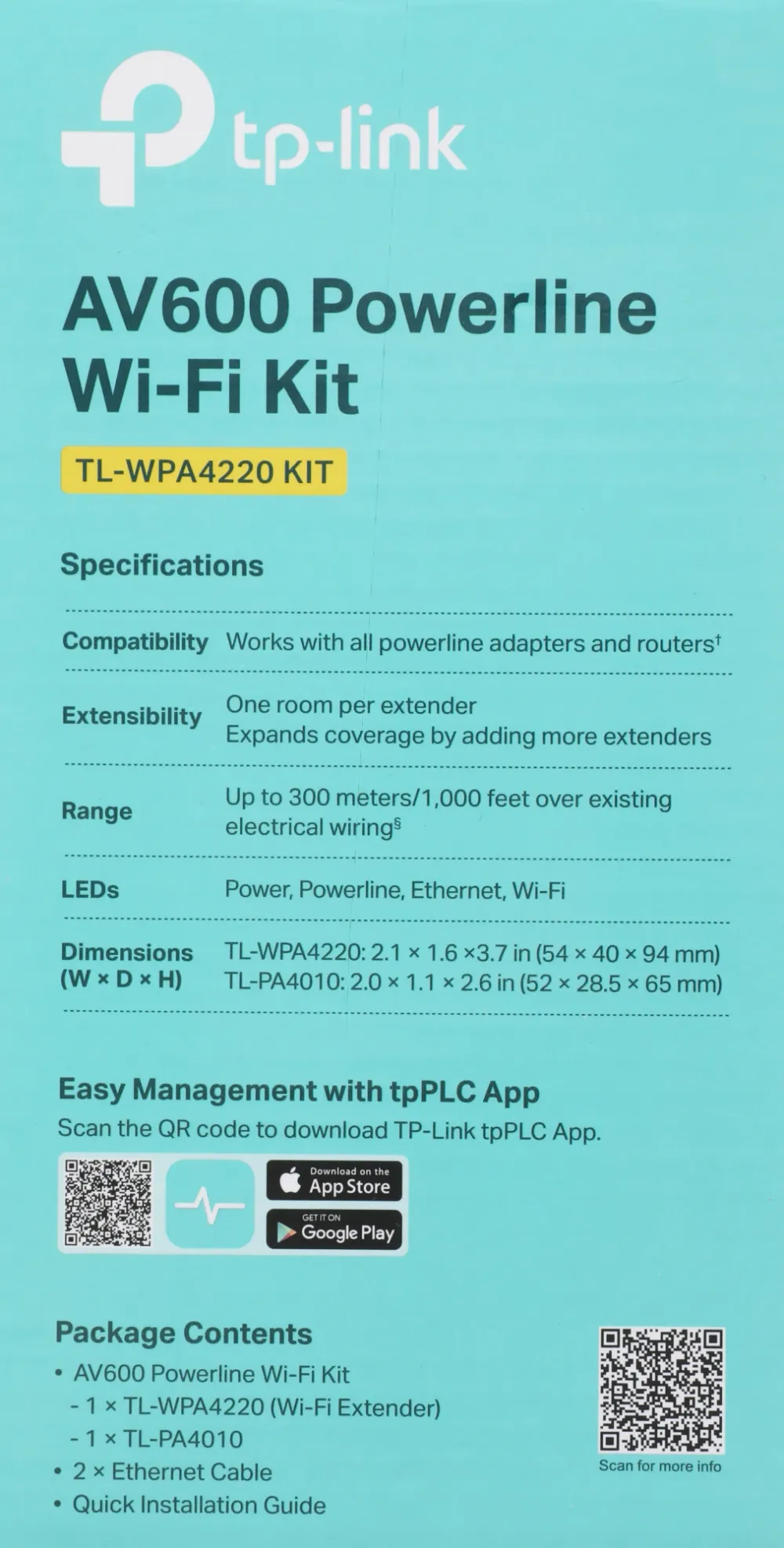Сетевой адаптер HomePlug AV TP-Link TL-WPA4220 KIT AV600 Fast Ethernet
