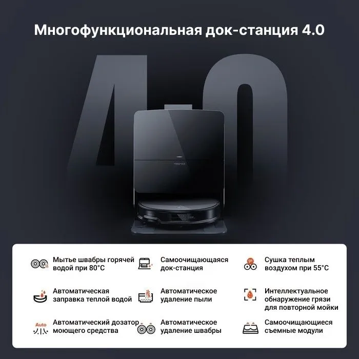 Пылесос-робот Roborock Saros 10R 66Вт черный