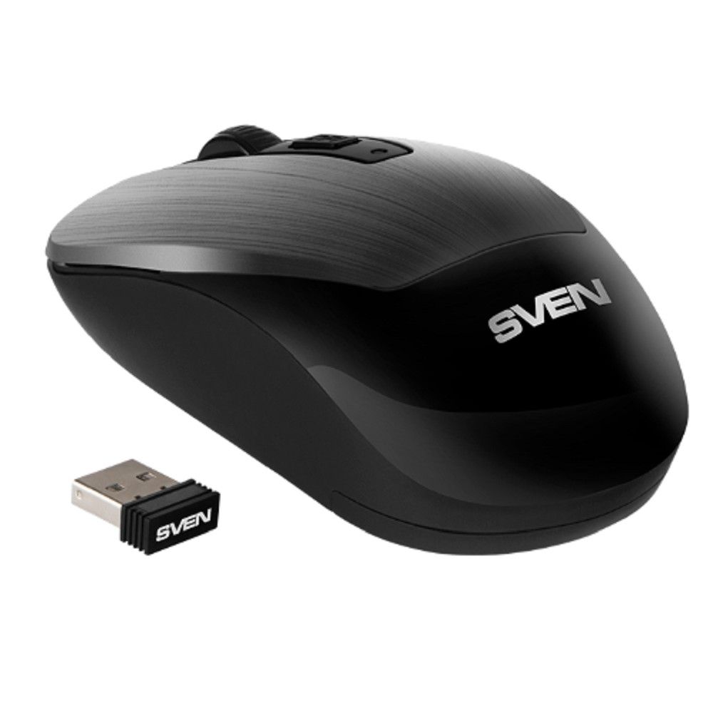 Беспроводная мышь Sven RX-380W серый металлик (2,4 GHz, 3+1кл. 800-1600DPI, блист.)