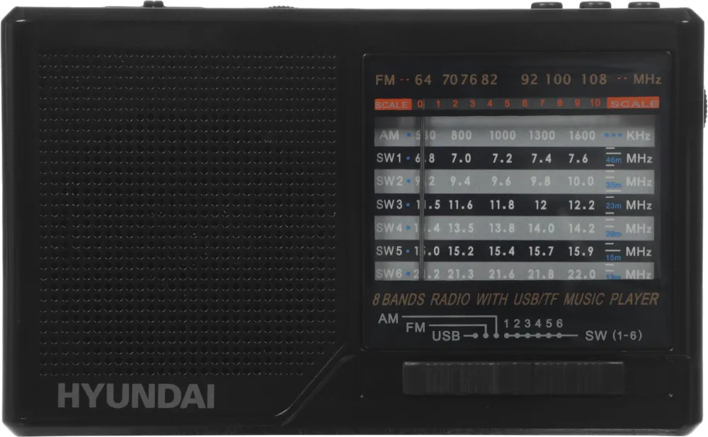 Радиоприемник портативный Hyundai H-PSR140 черный USB microSD