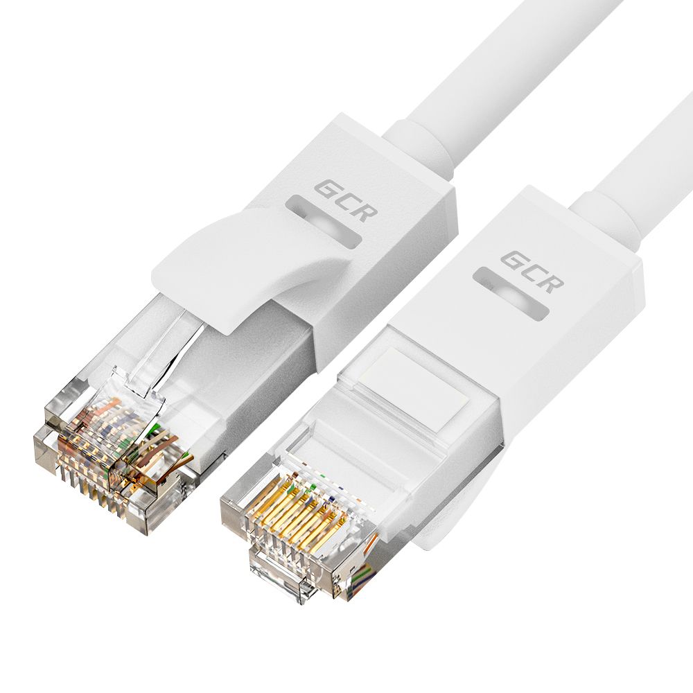 GCR Патч-корд прямой 40.0m UTP кат.5e, белый, 24 AWG, литой, ethernet high speed 1 Гбит/с, RJ45, T568B
