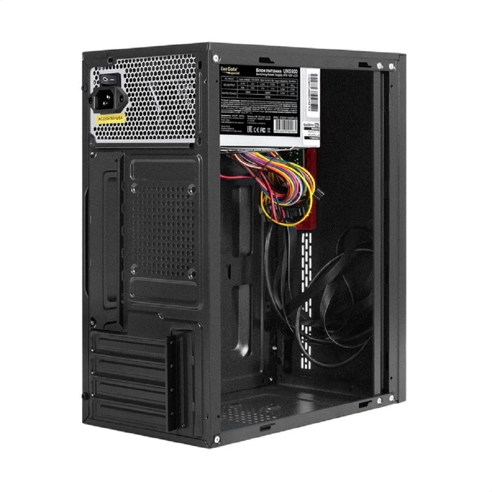 Exegate EX299263RUS Корпус Minitower ExeGate BAA-403U-UNS500 (mATX, БП UNS500 с вент. 12см, 2*USB+1*USB3.0, HD Audio, черный)
