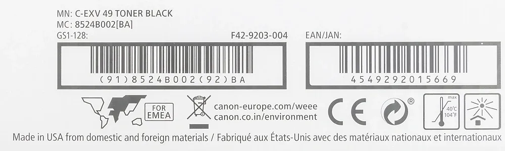 Картридж лазерный Canon C-EXV49BK 8524B002 черный (36000стр.) для Canon iR-ADV C33xx