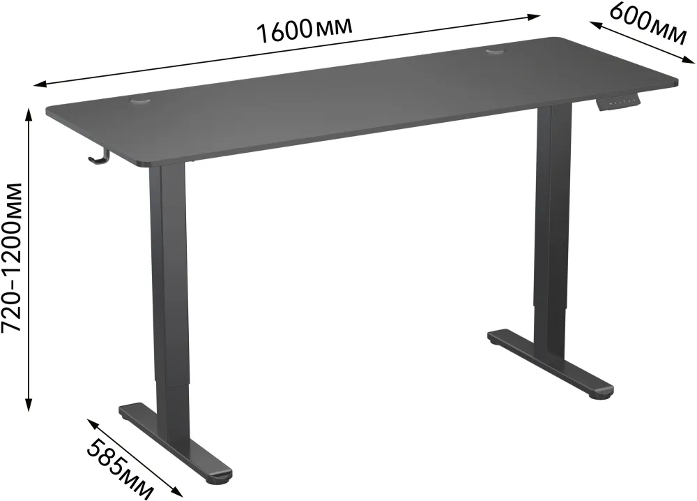 Стол для компьютера Cactus CS-EDL-BBK столешница ДСП черный каркас черный 160x71x60см