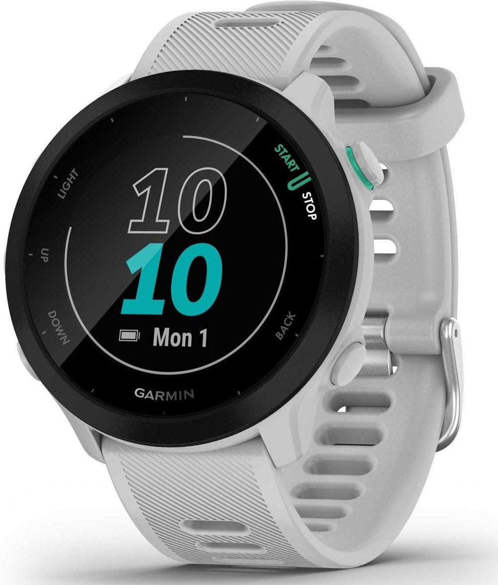 Смарт-часы Garmin Forerunner 55 42мм 1.04" LCD корп.белый рем.белый разм.брасл.:127-220мм (010-02562-11)