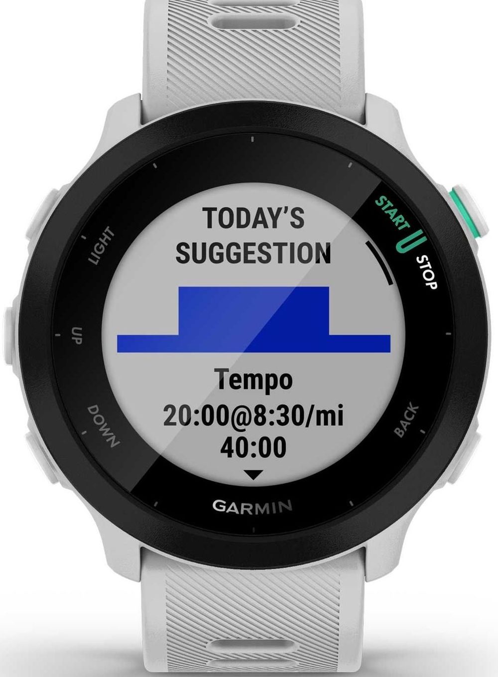 Смарт-часы Garmin Forerunner 55 42мм 1.04" LCD корп.белый рем.белый разм.брасл.:127-220мм (010-02562-11)