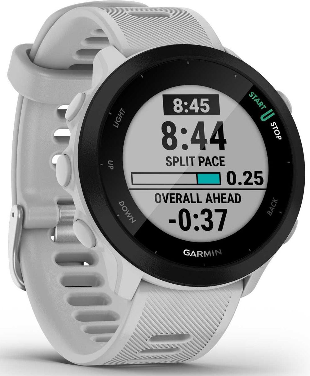 Смарт-часы Garmin Forerunner 55 42мм 1.04" LCD корп.белый рем.белый разм.брасл.:127-220мм (010-02562-11)